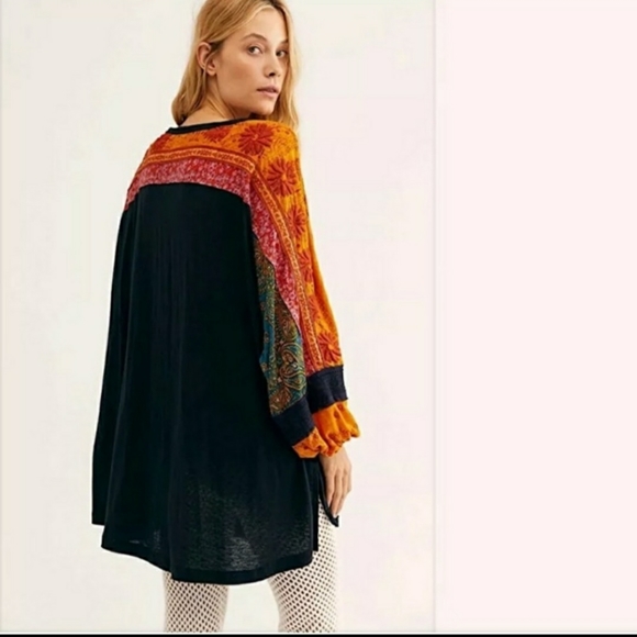 Free People Tripoli High Low Top in Black and Orange, Size xs - Picture 7 of 15